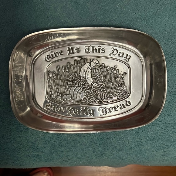 Vintage Pewter Tray-Give Us This Day Our Daily Bread By Leonard Duratale  Rare - Picture 4 of 8